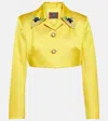 Miss Sohee Embellished Jacket And Crop Top Set In Yellow