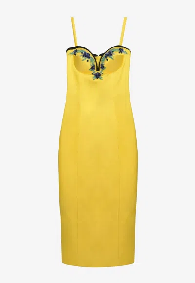 Miss Sohee Iris Embellished Hourglass Dress In Yellow