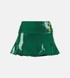 Miss Sohee + The Vanguard Embellished Pleated Metallic Silk Mini Skirt In Green
