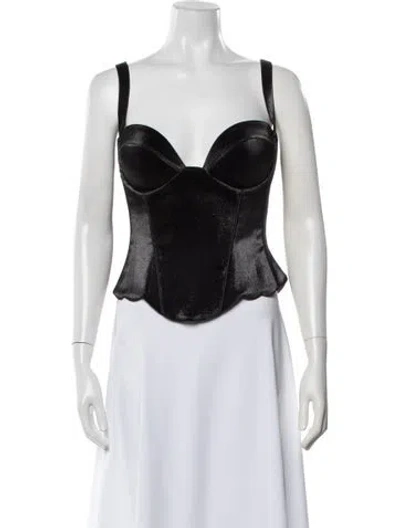 Pre-owned Miss Sohee Silk Scoop Neck Top In Black