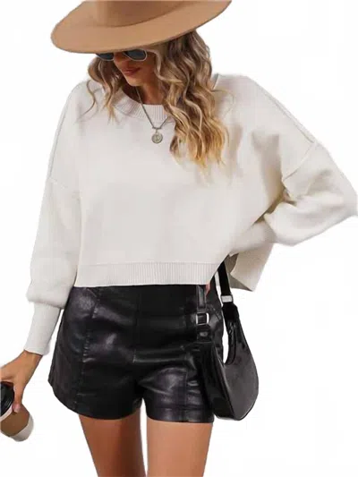 Miss Sparkling Annie Cropped Sweater In Cream In White