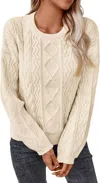 Miss Sparkling Carabeth Knit Ribbed Sweater In Cream In White