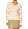 Miss Sparkling Cropped Knit Bow Cardigan With Pockets In Pink Multi In Pink