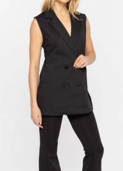 Miss Sparkling Double Breasted Blazer Vest In Black