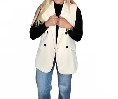 Miss Sparkling Double Breasted Blazer Vest In Ivory In Neutral