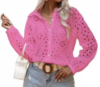 Miss Sparkling Floral Long Sleeve Blouse In Pink