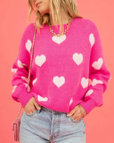 Miss Sparkling Hot Pink Heart Sweater