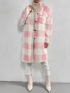 Miss Sparkling Katie Sherpa Plaid Midi Coat In Light Pink
