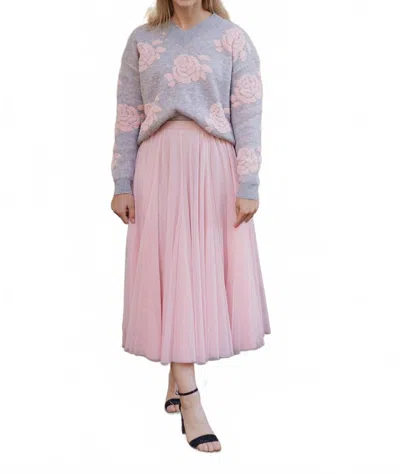 Miss Sparkling Kelly V Neck Sweater In Grey Pink