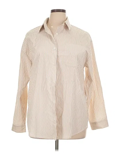 Pre-owned Miss Sparkling Long Sleeve Button Down Shirt In Tan