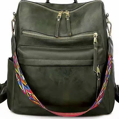 Miss Sparkling Margaret Convertible Strap Backpack In Green In Metallic