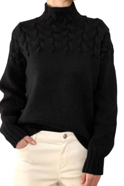 Miss Sparkling Mock Neck Knit Sweater In Black