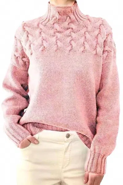 Miss Sparkling Mock Neck Knit Sweater In Light Pink
