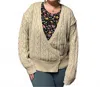Miss Sparkling Nicole Pointelle Wrap Sweater In Beige In Neutral