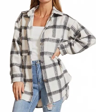 Miss Sparkling Out And About Shacket In Multi In Gray