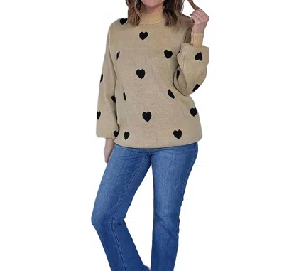 Miss Sparkling Oversized Heart Sweater In Gold