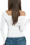 Miss Sparkling Pamela Long-sleeve One-shoulder Mesh Top In White