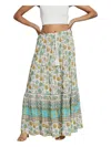 Miss Sparkling Printed Maxi Skirt In Green Multi In Green