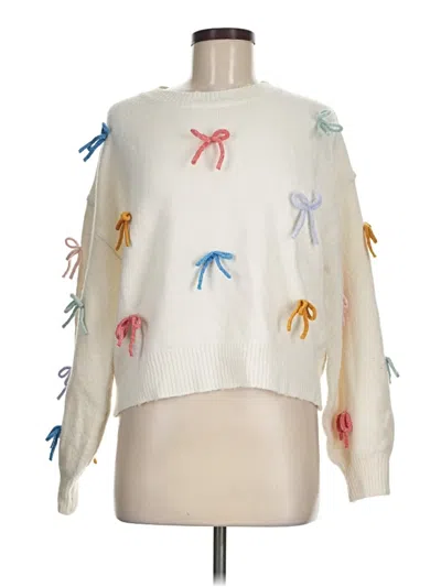 Pre-owned Miss Sparkling Pullover Sweater In White