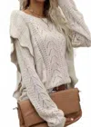 Miss Sparkling Sciacca Pointelle Pullover Sweater In Oatmeal In Neutral
