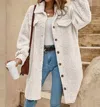 Miss Sparkling Sherpa For Dayz Button Front Coat In Beige In Beige