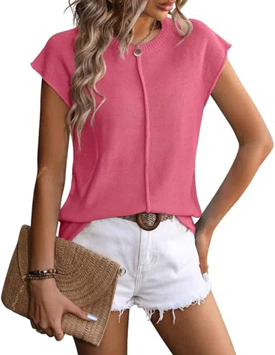 Miss Sparkling Sleeveless Knit Sweater In Pink