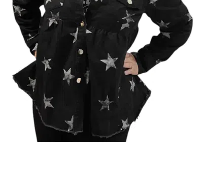 Miss Sparkling Star Denim Shirt In Black