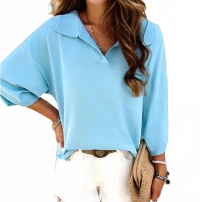 Miss Sparkling V-neck Polo Top In Blue