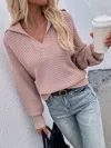 Miss Sparkling Wide Collared Cable Knit Sweater In Mocha Pink In Multi