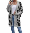 Miss Sparkling Women's Raelynn Leopard Print Cardigan In Gray In Animal Print