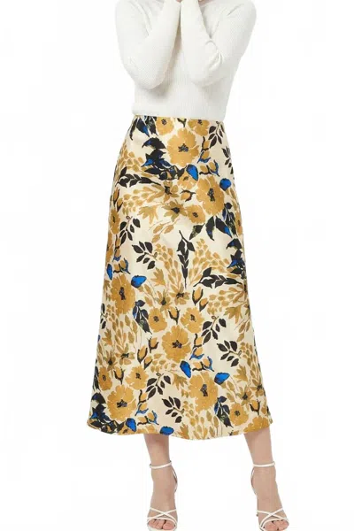 Miss Sparkling Women's Satin Floral Print Skirt In Yellow