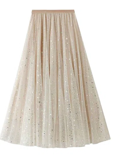 Miss Sparkling Women's Star Sparkles Midi Skirt In Cream In White