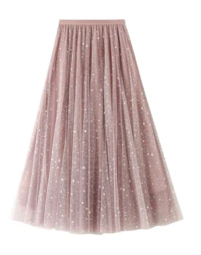 Miss Sparkling Women's Star Sparkles Midi Skirt In Pink