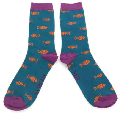 Miss Sparrow Men's Mr Heron Little Fish Socks In Blue