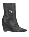Miss Unique Woman Ankle Boots Black Size 7 Leather In Black