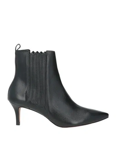 Miss Unique Woman Ankle Boots Black Size 9 Leather In Animal Print