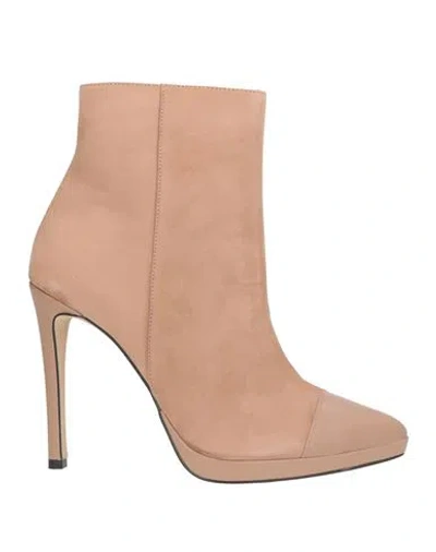 Miss Unique Woman Ankle Boots Blush Size 8 Leather In Neutral