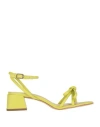 Miss Unique Woman Sandals Acid Green Size 7 Leather In Green