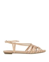 Miss Unique Woman Sandals Beige Size 8 Leather In Beige
