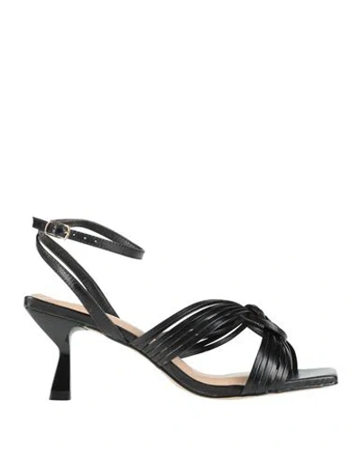 Miss Unique Woman Sandals Black Size 8 Leather