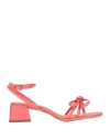 Miss Unique Woman Sandals Coral Size 8 Leather In Red