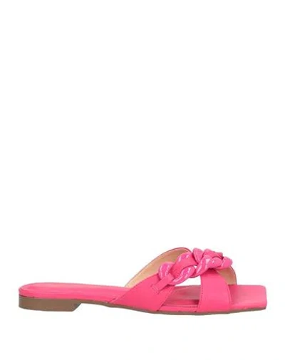 Miss Unique Woman Sandals Fuchsia Size 7 Leather In Pink