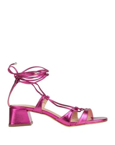 Miss Unique Woman Sandals Fuchsia Size 8 Leather In Pink