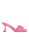 Miss Unique Woman Sandals Fuchsia Size 8 Leather In Pink