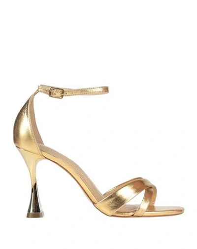 Miss Unique Woman Sandals Gold Size 7 Leather