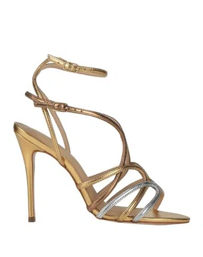 Miss Unique Woman Sandals Gold Size 8 Leather