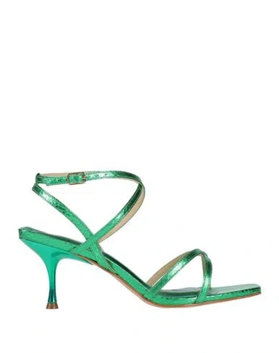 Miss Unique Woman Sandals Green Size 9 Leather