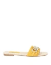 Miss Unique Woman Sandals Ocher Size 9 Soft Leather In Yellow