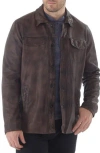 Missani Le Collezioni Tumbled Up Leather Shirt Jacket In Brown
