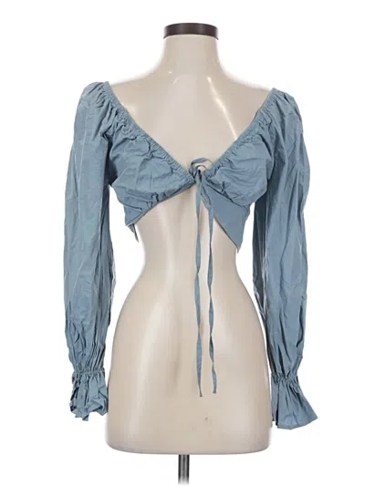 Pre-owned Missguided 3/4 Sleeve Blouse In Blue
